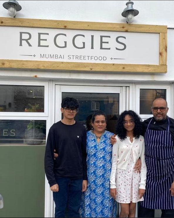 The family outside Reggie&rsquo;s in St Merryn